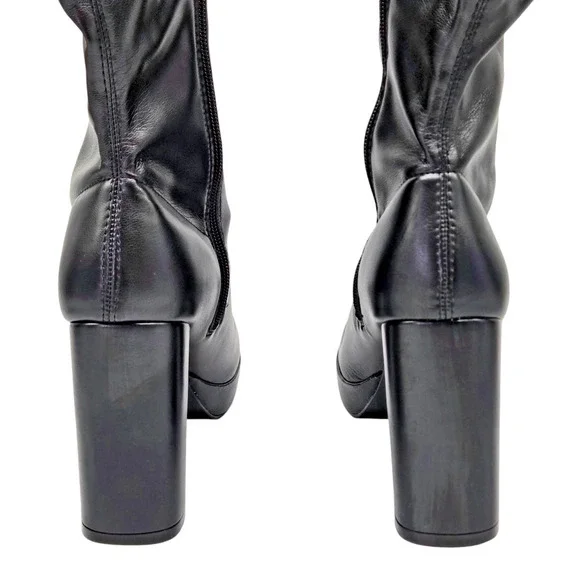 Mia Gavi Leather Boots Women's Size 8.5 Block Heel and Platform Black Modern NEW - Picture 7 of 9